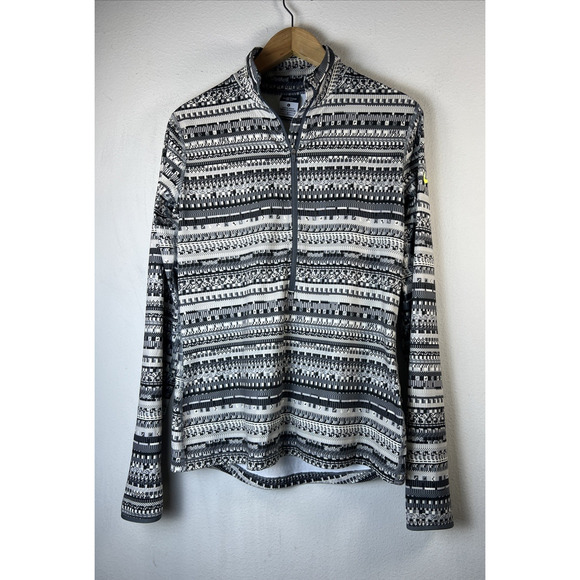 Nike Pro Dri-Fit Women’s Jacket L Half Zip Black Gray Unique Geometric Large - Picture 3 of 9